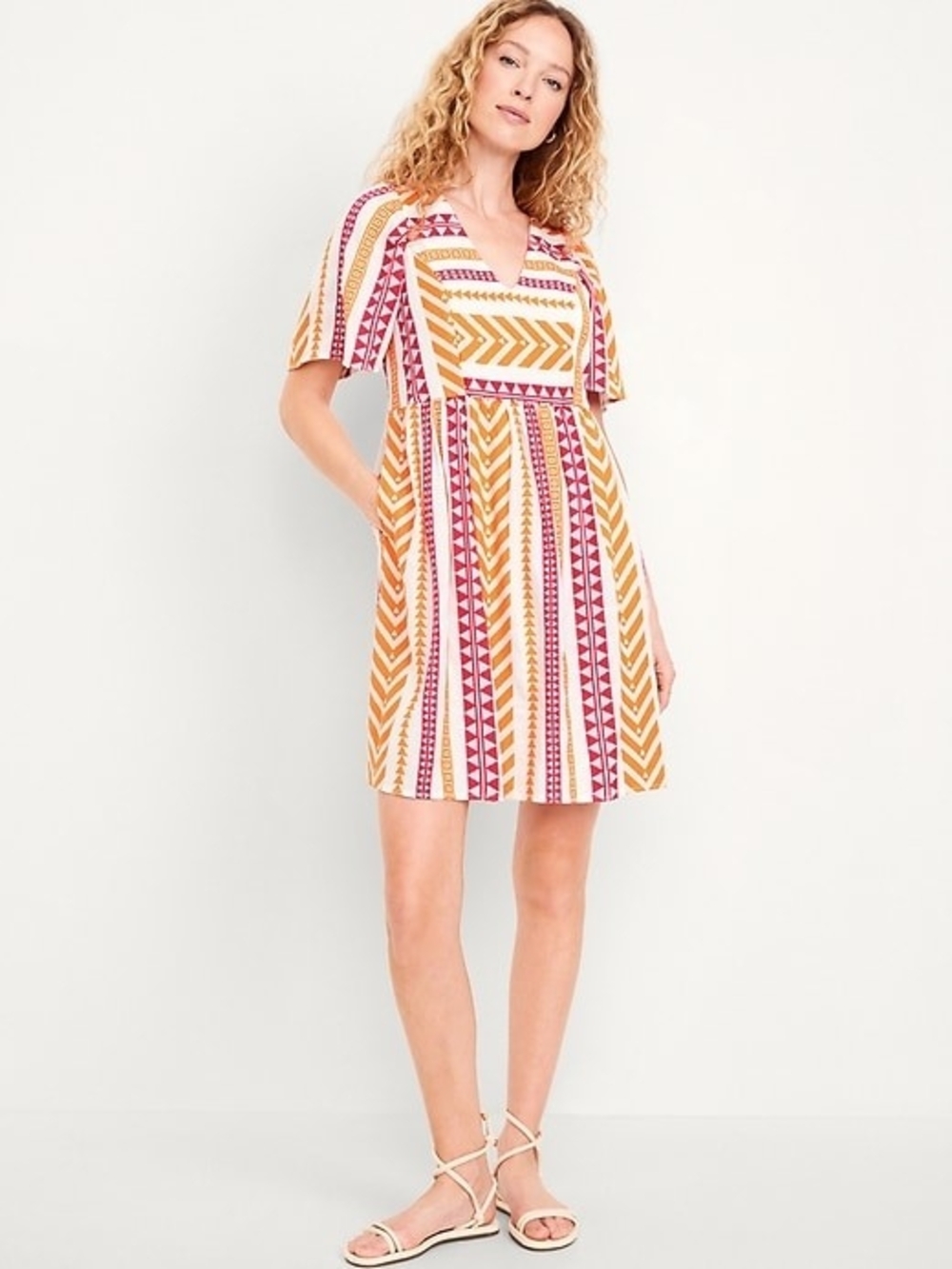 Old Navy Jacquard Mini Swing Dress in Pink and Orange, XL